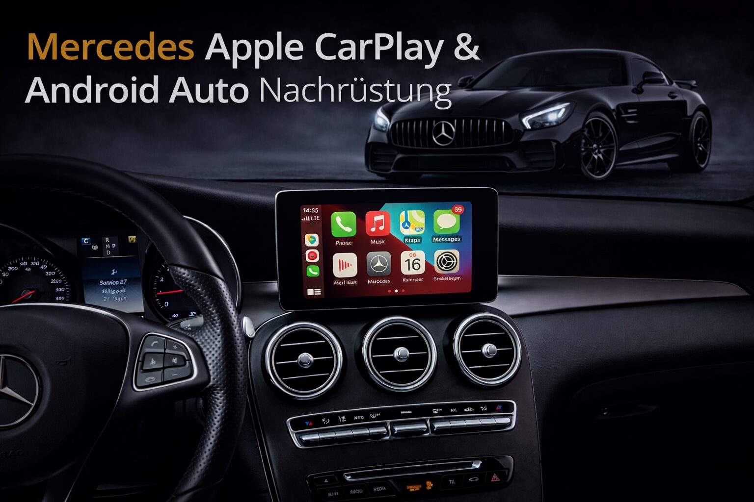 Mercedes Apple CarPlay Nachrüstung im Originaldisplay – Navigation, Apps und Smartphone Integration im Fahrzeug