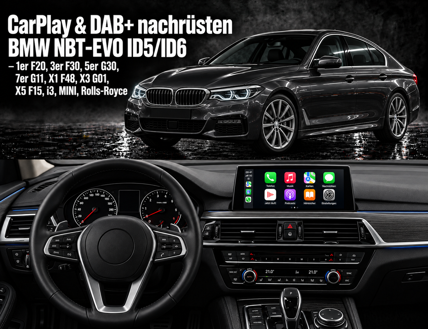 Dunkler BMW 5er mit Apple CarPlay.png