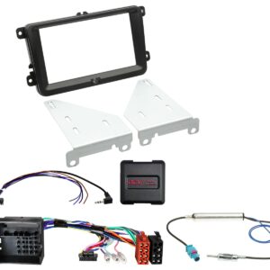 2-DIN Einbauset VW Golf 5/6, Passat, Touran, Caddy, Skoda, Seat schwarz mit Lenkradadapter – ACV 621320-30-2