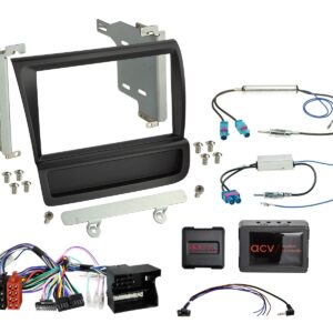 2-DIN Einbauset Audi R8 (42) 04/2007-05/2015 schwarz mit Lenkradadapter und Antennenadapter – ACV 621320-20-1
