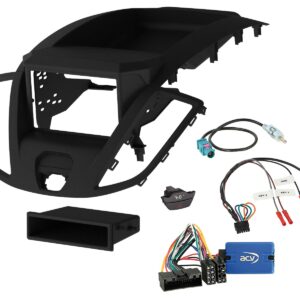 2-DIN Einbauset Ford Transit V363 2014-2019 schwarz mit Lenkradadapter und Antennenadapter – ACV 621114-32-2