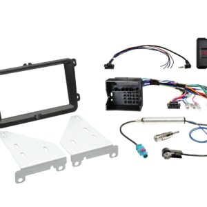 2-DIN Einbauset VW Golf 5/6, Passat, Touran, Caddy, Skoda, Seat schwarz mit Lenkradadapter – ACV 621320-30-02